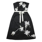 COAST Womens Black & White Strapless A-Line Cotton Blend Floral Midi Dress S