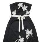 COAST Womens Black & White Strapless A-Line Cotton Blend Floral Midi Dress S