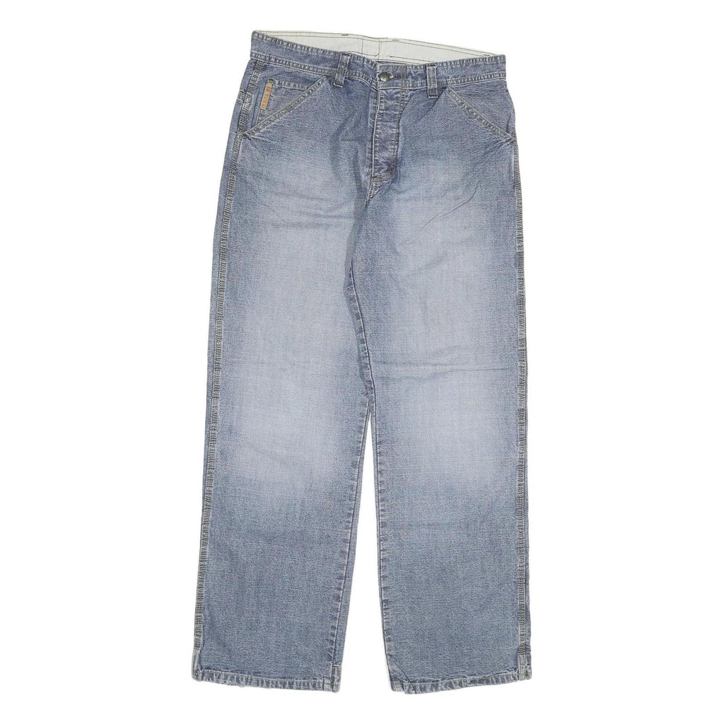 RIVER ISLAND Mens Regular Fit Blue Denim Jeans W32 L32 Button Closure Casual