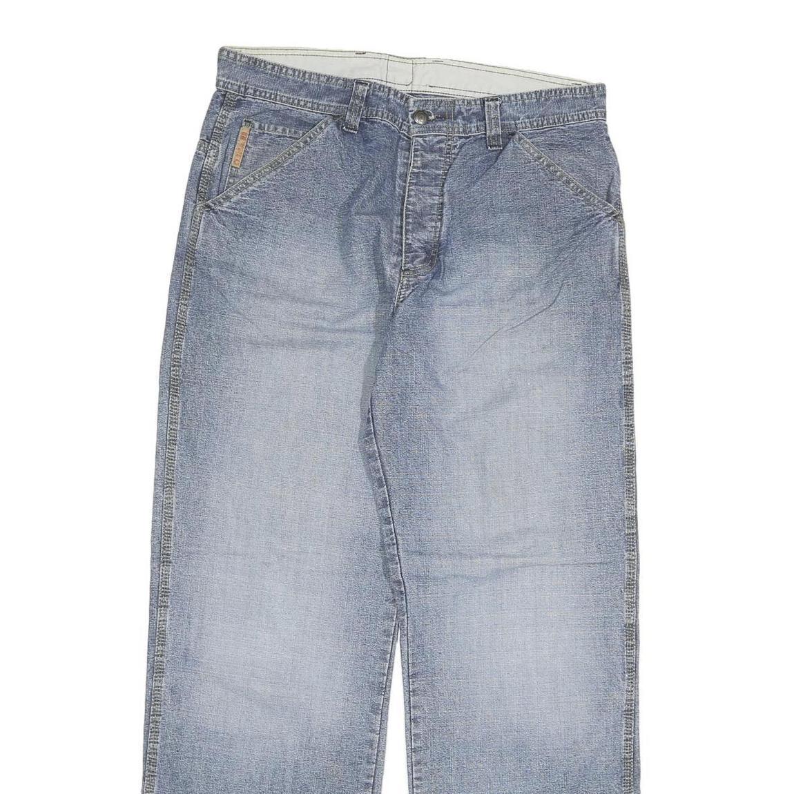 RIVER ISLAND Mens Regular Fit Blue Denim Jeans W32 L32 Button Closure Casual