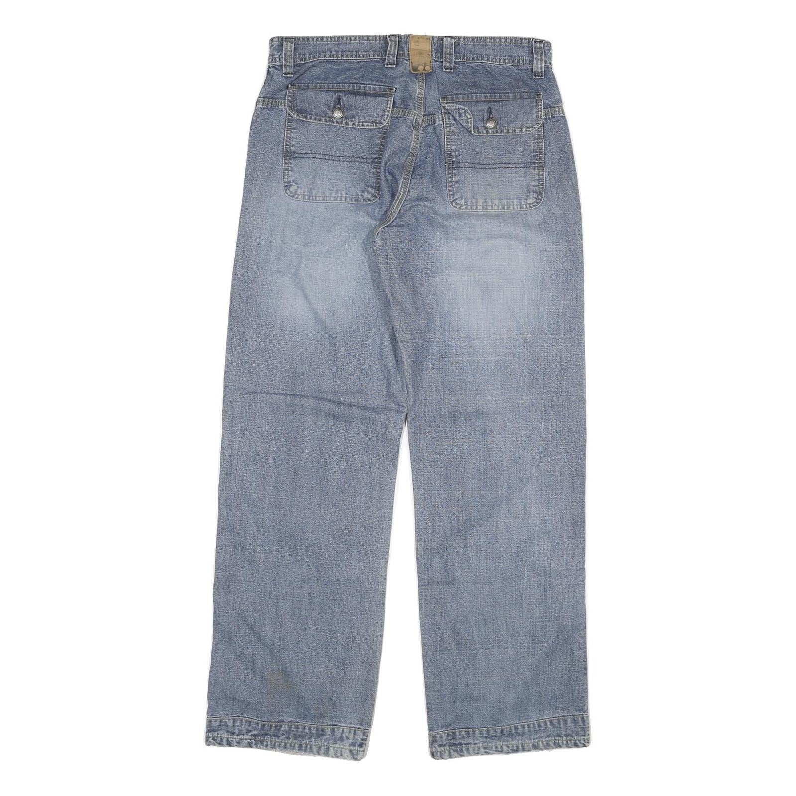 RIVER ISLAND Mens Regular Fit Blue Denim Jeans W32 L32 Button Closure Casual