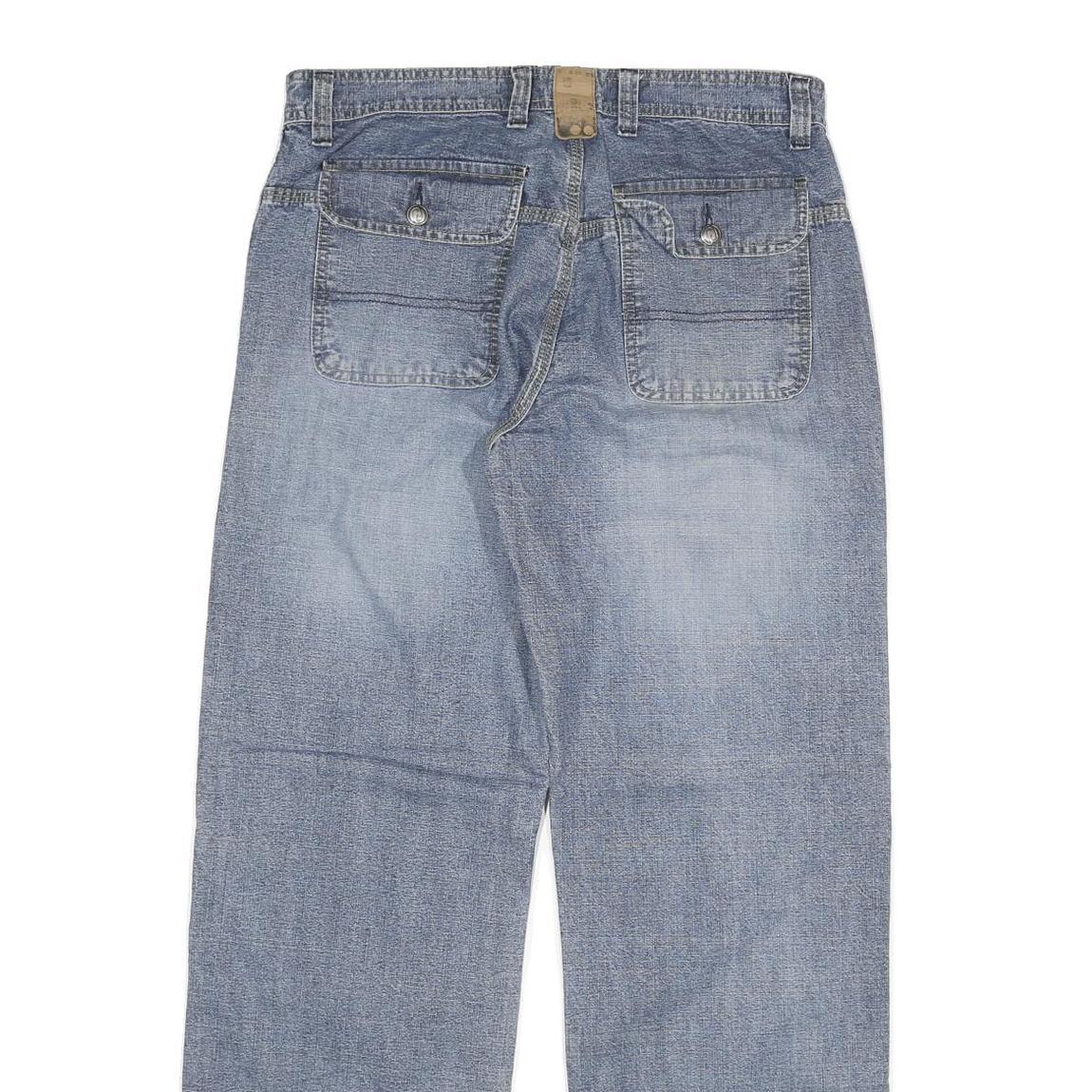 RIVER ISLAND Mens Regular Fit Blue Denim Jeans W32 L32 Button Closure Casual