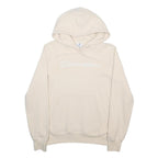 CHAMPION Mens Cream Hoodie L Cotton Blend Pullover with Logo Embroidery