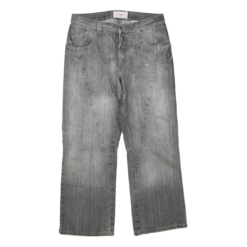 J.F.GEE Mens Regular Fit Grey Cotton Blend Denim Jeans W34 L27 Casual Zip