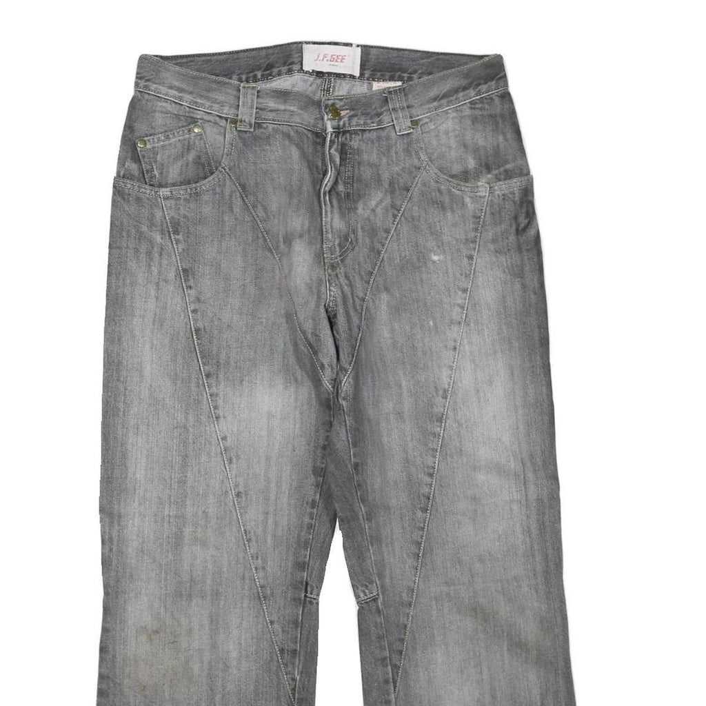 J.F.GEE Mens Regular Fit Grey Cotton Blend Denim Jeans W34 L27 Casual Zip