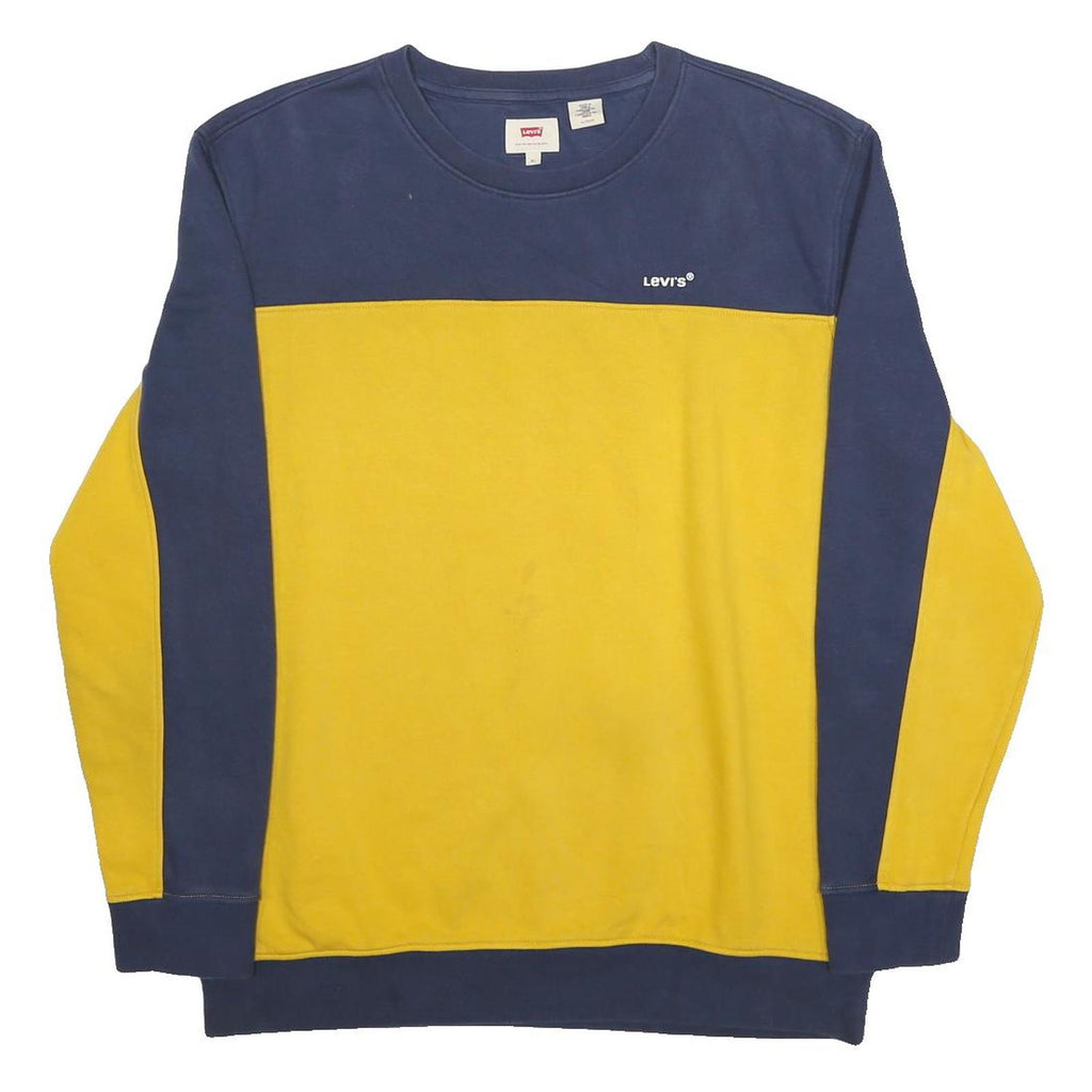 LEVI'S Mens Blue & Yellow Crew Neck Sweatshirt XL Colour Block Casual Pullover