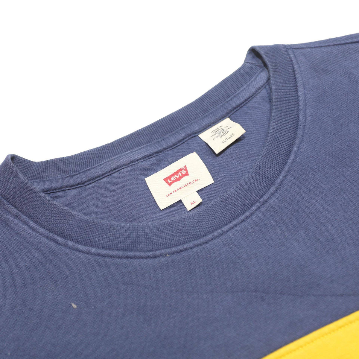 LEVI'S Mens Blue & Yellow Crew Neck Sweatshirt XL Colour Block Casual Pullover
