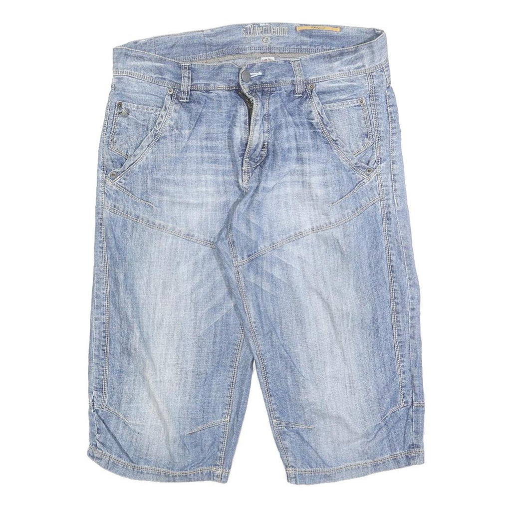 S OLIVER Mens Denim Blue Casual Shorts M W34 Light Wash Cotton Blend