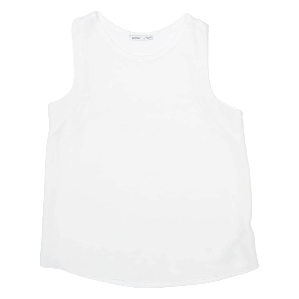 ZARA Womens Vest White Sleeveless Viscose M