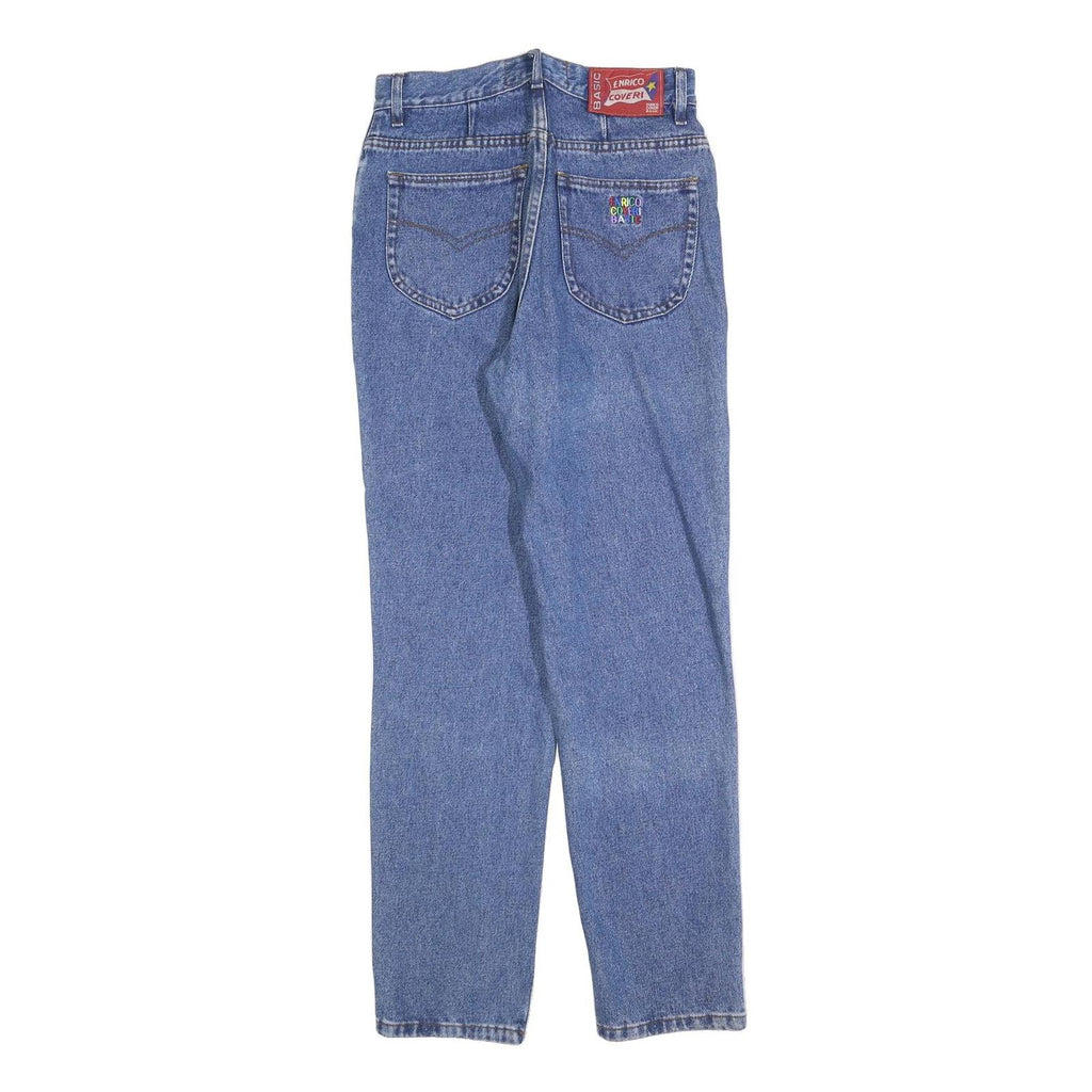 ENRICO COVERI Womens Regular Blue Denim Stone Wash W28 L30 Cotton Blend Zip
