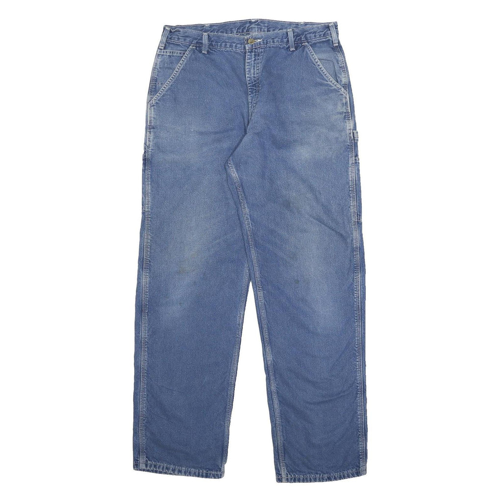 CARHARTT Blanket Lined Mens Relaxed Blue Denim Jeans W34 L30 Workwear Cotton