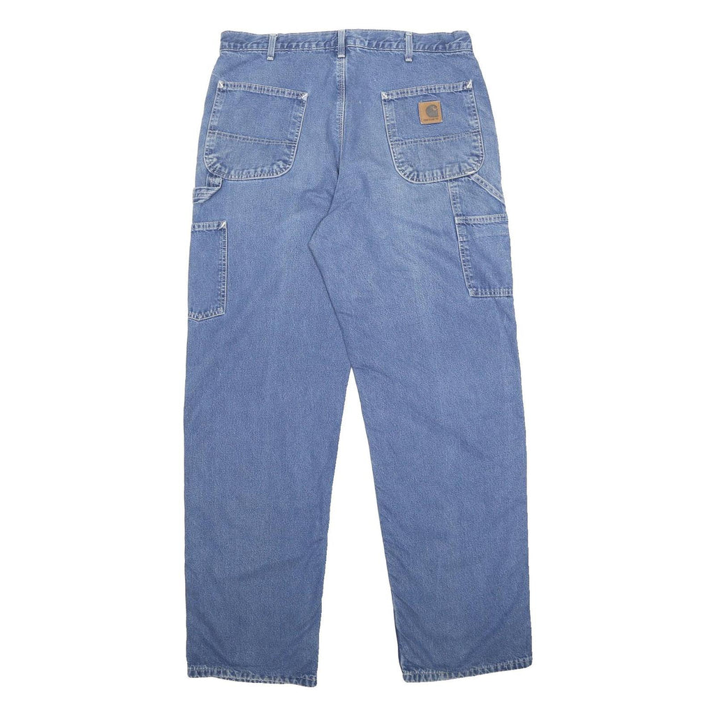 CARHARTT Blanket Lined Mens Relaxed Blue Denim Jeans W34 L30 Workwear Cotton