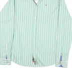 TOMMY HILFIGER Mens Green & White Striped Cotton Blend Shirt M Classic Fit