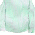 TOMMY HILFIGER Mens Green & White Striped Cotton Blend Shirt M Classic Fit