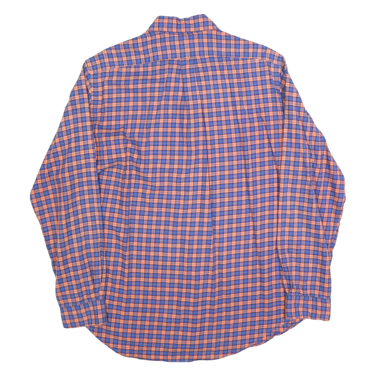 RALPH LAUREN Mens Blue & Orange Check Shirt L Cotton Blend Classic Button-Down