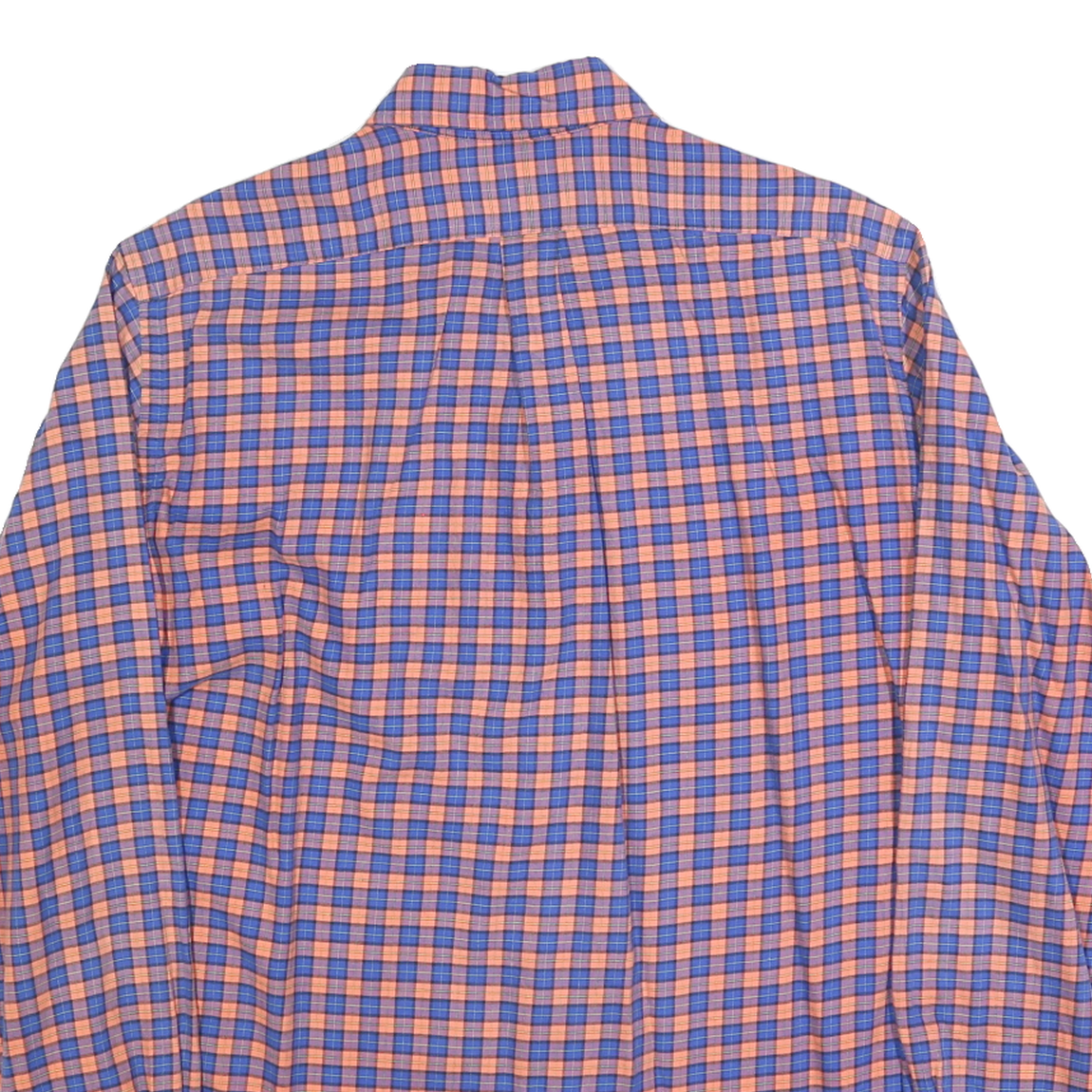 RALPH LAUREN Mens Blue & Orange Check Shirt L Cotton Blend Classic Button-Down
