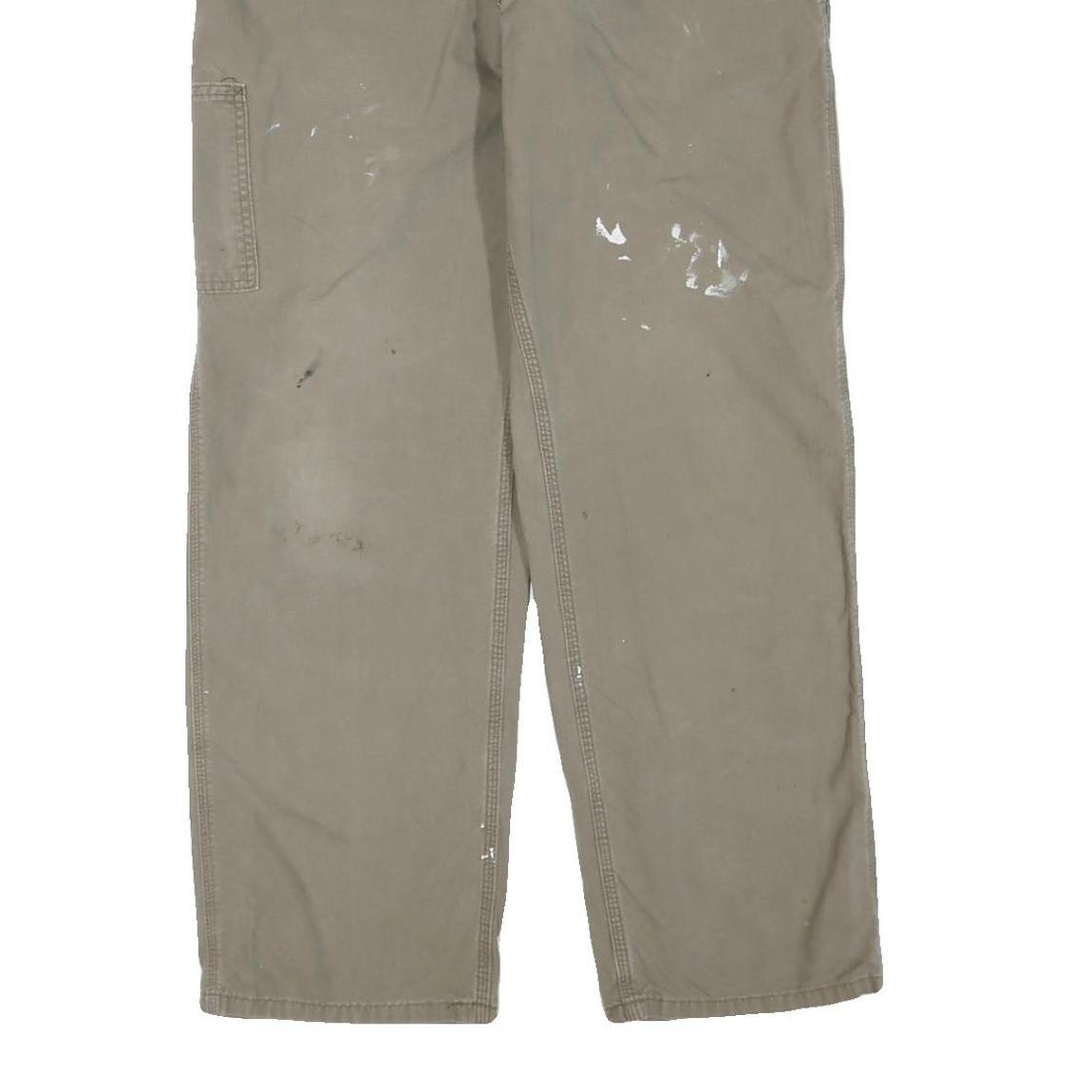 CARHARTT Mens Cotton Blend Beige Regular Straight Trousers W36 L32 Workwear Zip