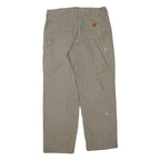 CARHARTT Mens Cotton Blend Beige Regular Straight Trousers W36 L32 Workwear Zip