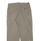 CARHARTT Mens Cotton Blend Beige Regular Straight Trousers W36 L32 Workwear Zip