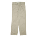 DICKIES Mens Regular Fit Beige Cotton Blend Trousers W32 L32 Zip Closure