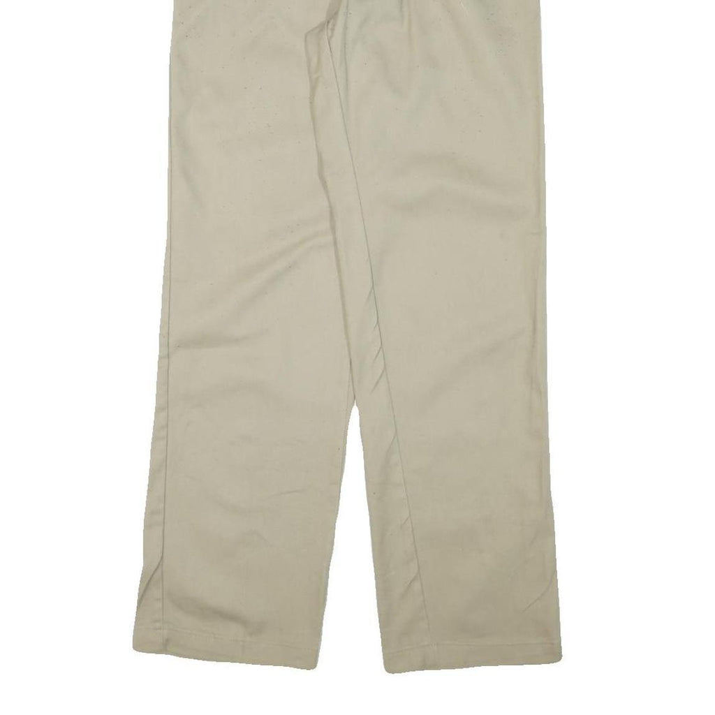 DICKIES Mens Regular Fit Beige Cotton Blend Trousers W32 L32 Zip Closure