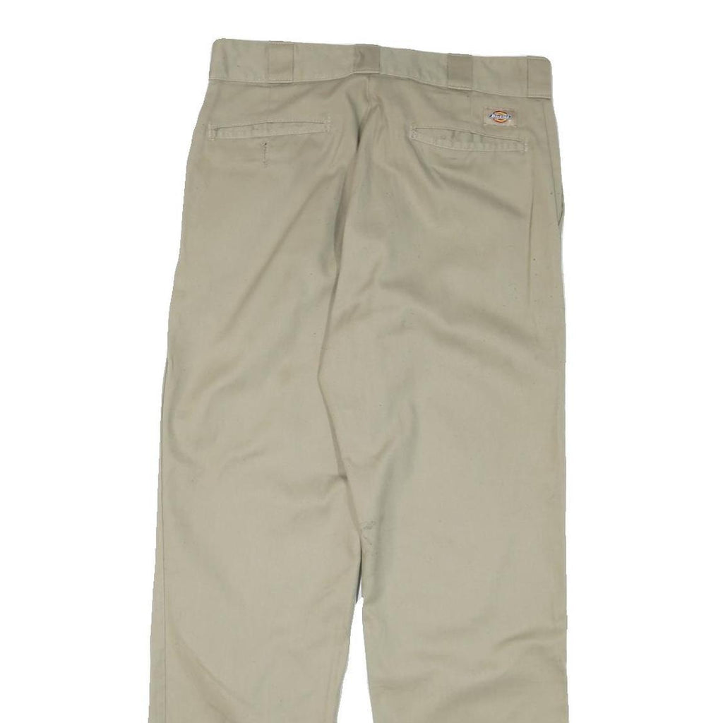 DICKIES Mens Regular Fit Beige Cotton Blend Trousers W32 L32 Zip Closure