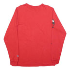 CHAMPION Mens Red Long Sleeve Crew Neck Logo Print L Cotton Blend T-Shirt