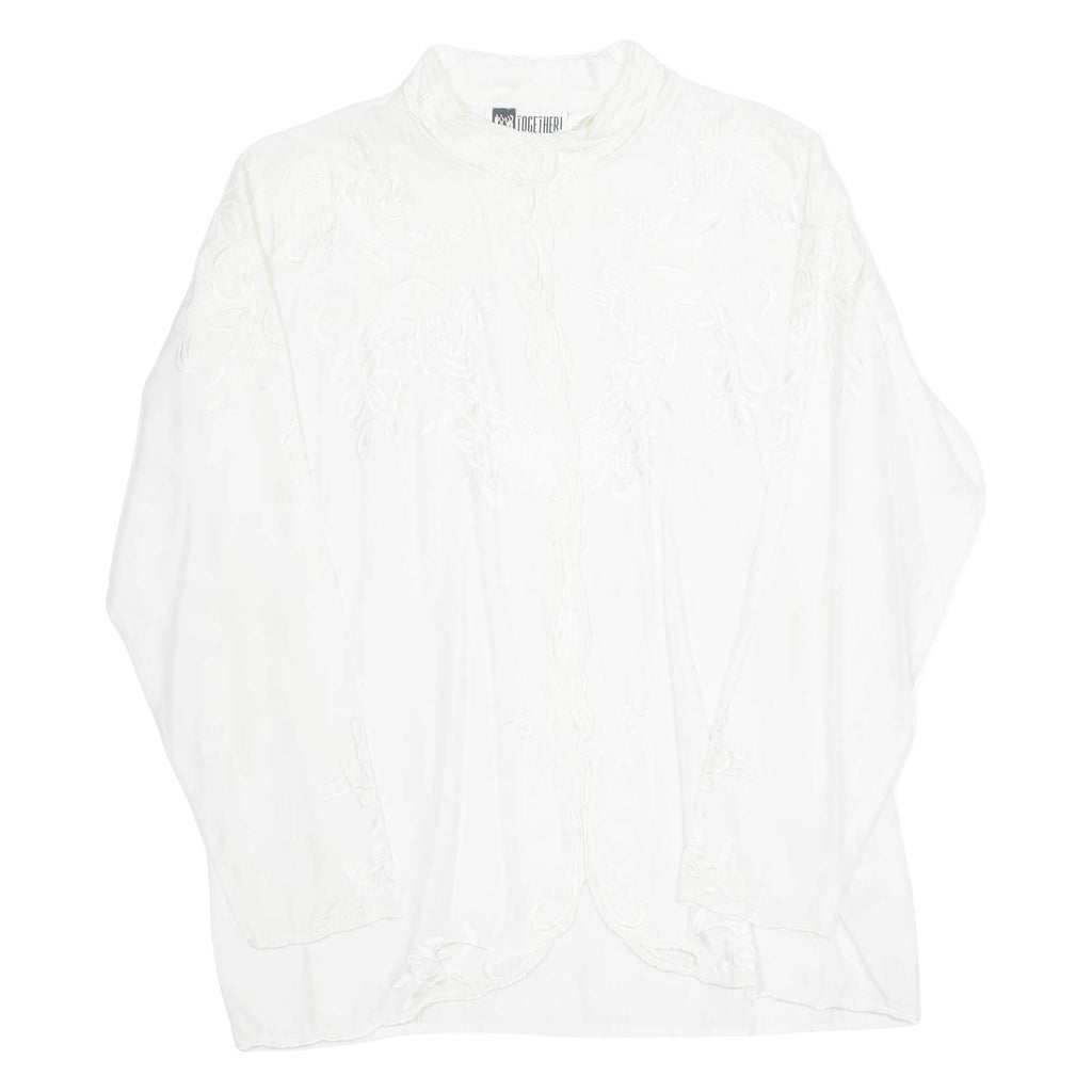 TOGETHER Womens Oversized Blouse White Long Sleeve XL