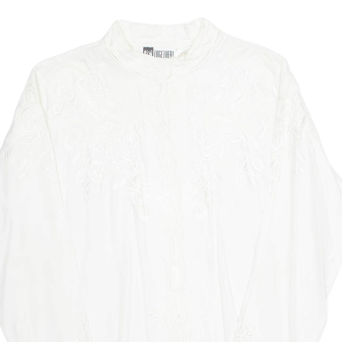 TOGETHER Womens Oversized Blouse White Long Sleeve XL
