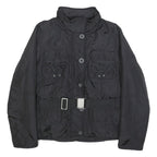 MARLBORO Womens Black Outdoor Jacket M Synthetic Woven Plain Tailored Button