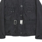 MARLBORO Womens Black Outdoor Jacket M Synthetic Woven Plain Tailored Button