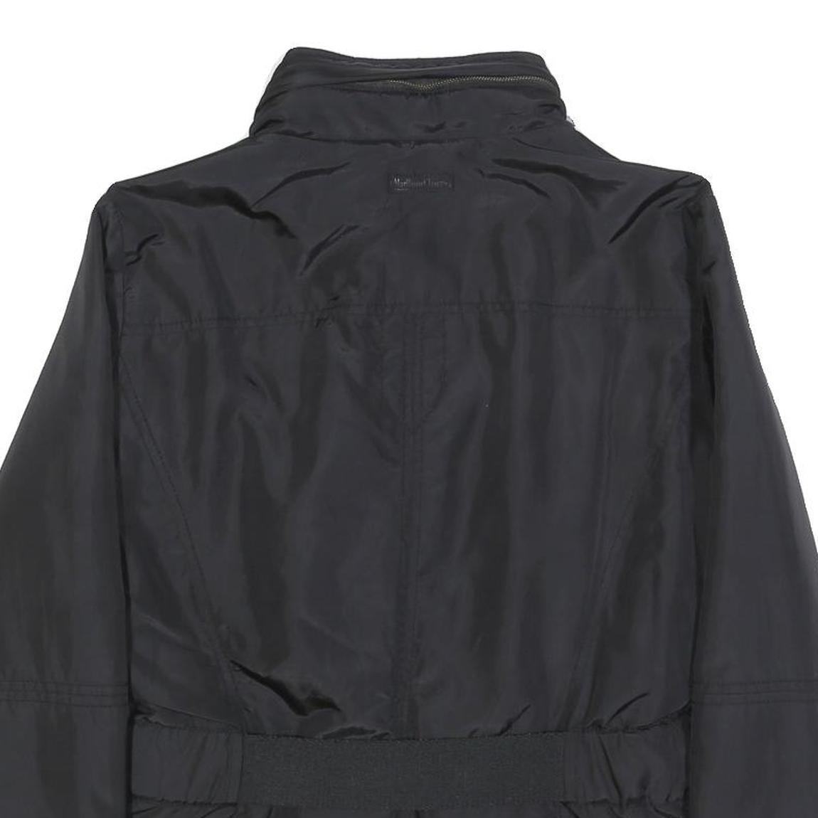 MARLBORO Womens Black Outdoor Jacket M Synthetic Woven Plain Tailored Button