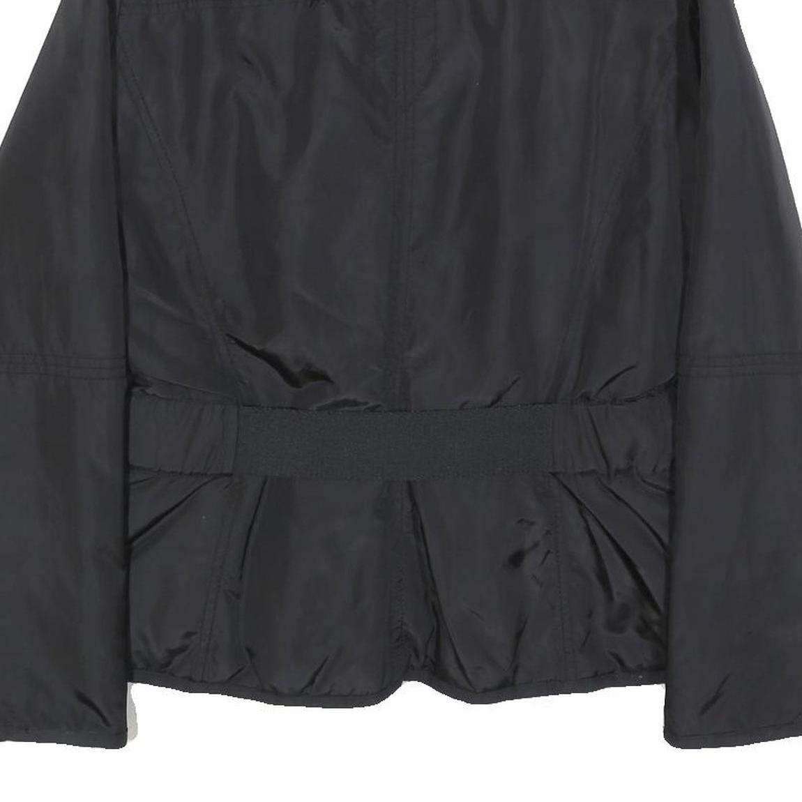 MARLBORO Womens Black Outdoor Jacket M Synthetic Woven Plain Tailored Button