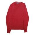 NAUTICA Mens Red Plain V-Neck Basic Knit Jumper M Casual Comfort Cotton Blend