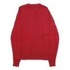 NAUTICA Mens Red Plain V-Neck Basic Knit Jumper M Casual Comfort Cotton Blend