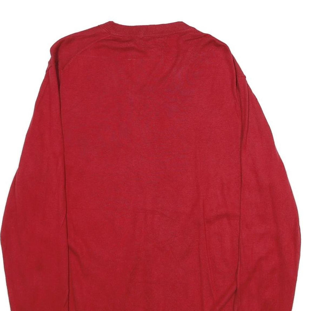 NAUTICA Mens Red Plain V-Neck Basic Knit Jumper M Casual Comfort Cotton Blend