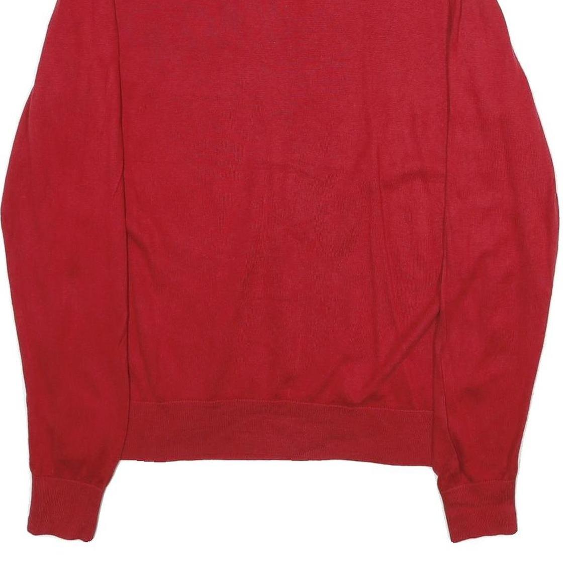 NAUTICA Mens Red Plain V-Neck Basic Knit Jumper M Casual Comfort Cotton Blend