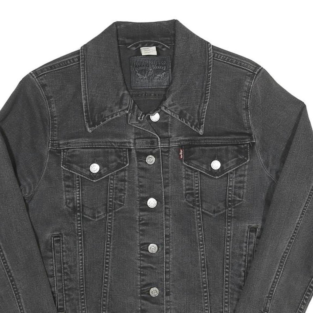 LEVI'S Womens Black Denim Jacket M Cotton Blend Classic Button Closure
