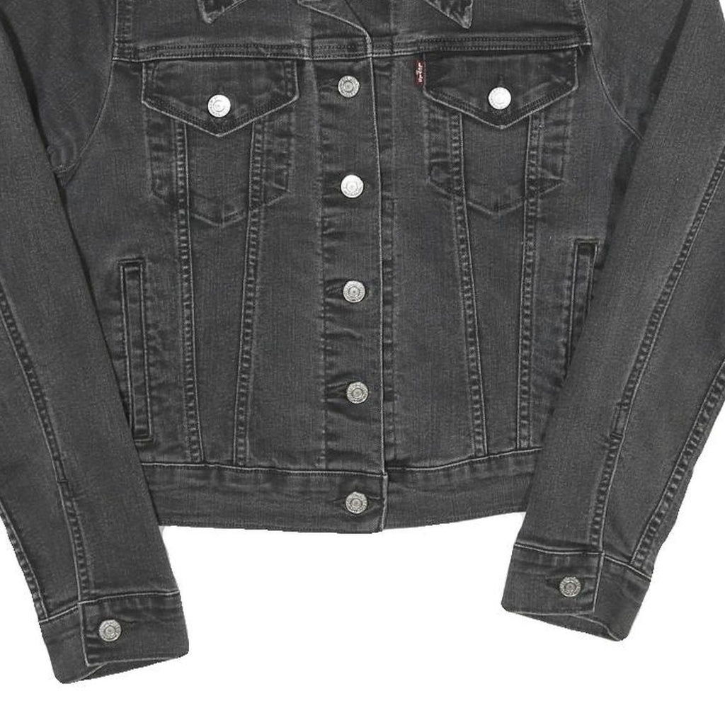 LEVI'S Womens Black Denim Jacket M Cotton Blend Classic Button Closure