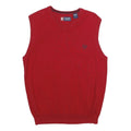 CHAPS Mens Red Plain Cotton Sleeveless V-Neck Jumper M Vest Casual Classic