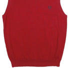 CHAPS Mens Red Plain Cotton Sleeveless V-Neck Jumper M Vest Casual Classic