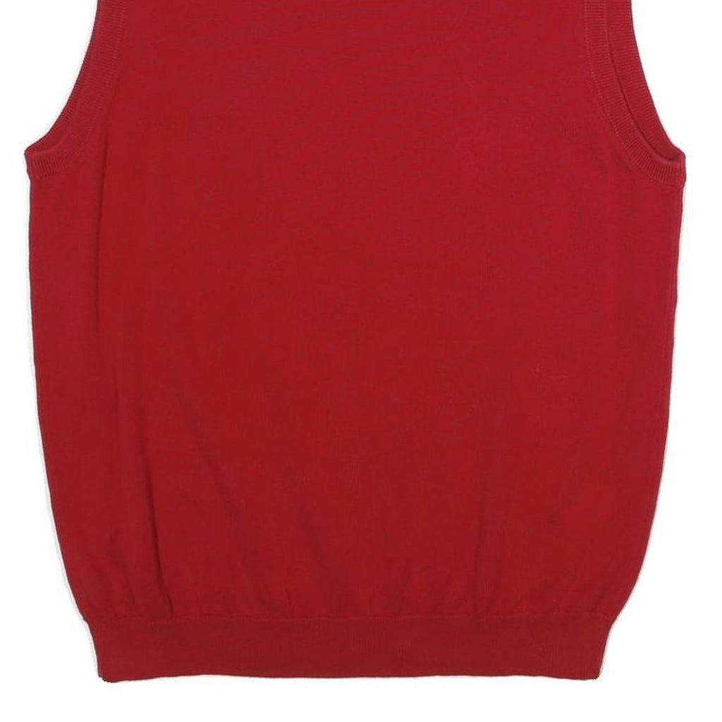CHAPS Mens Red Plain Cotton Sleeveless V-Neck Jumper M Vest Casual Classic