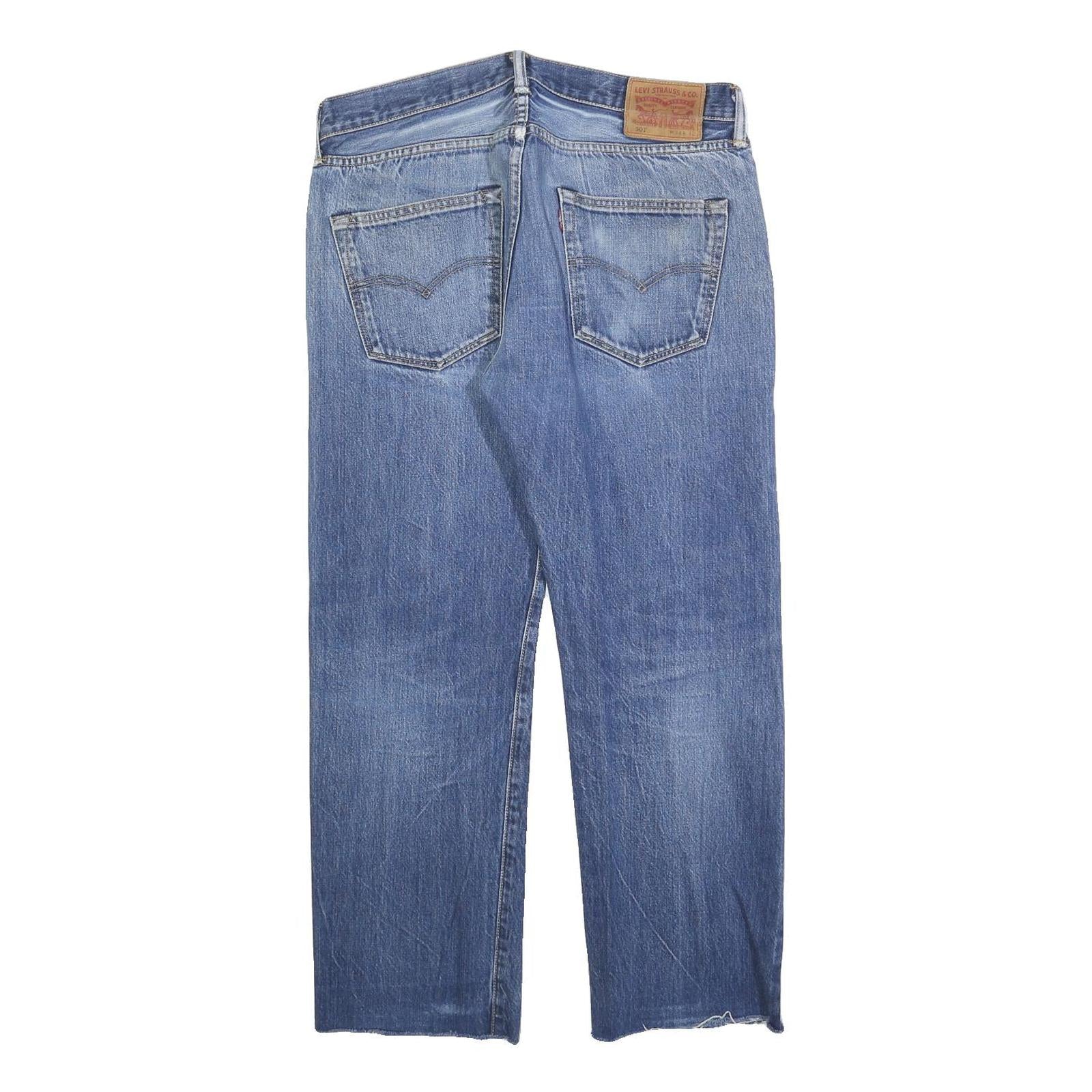 LEVI'S 501 Mens Jeans Blue Regular Straight Denim Medium W34 L27 Classic Button