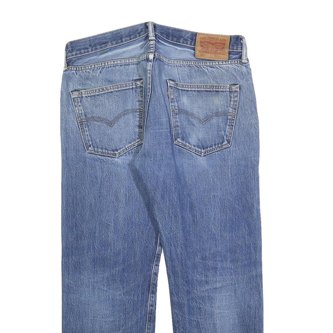 LEVI'S 501 Mens Jeans Blue Regular Straight Denim Medium W34 L27 Classic Button