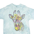 THE MOUNTAIN Womens Blue Tie Dye Giraffe T-Shirt L Short Sleeve Crew Neck Animal