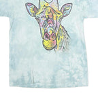THE MOUNTAIN Womens Blue Tie Dye Giraffe T-Shirt L Short Sleeve Crew Neck Animal