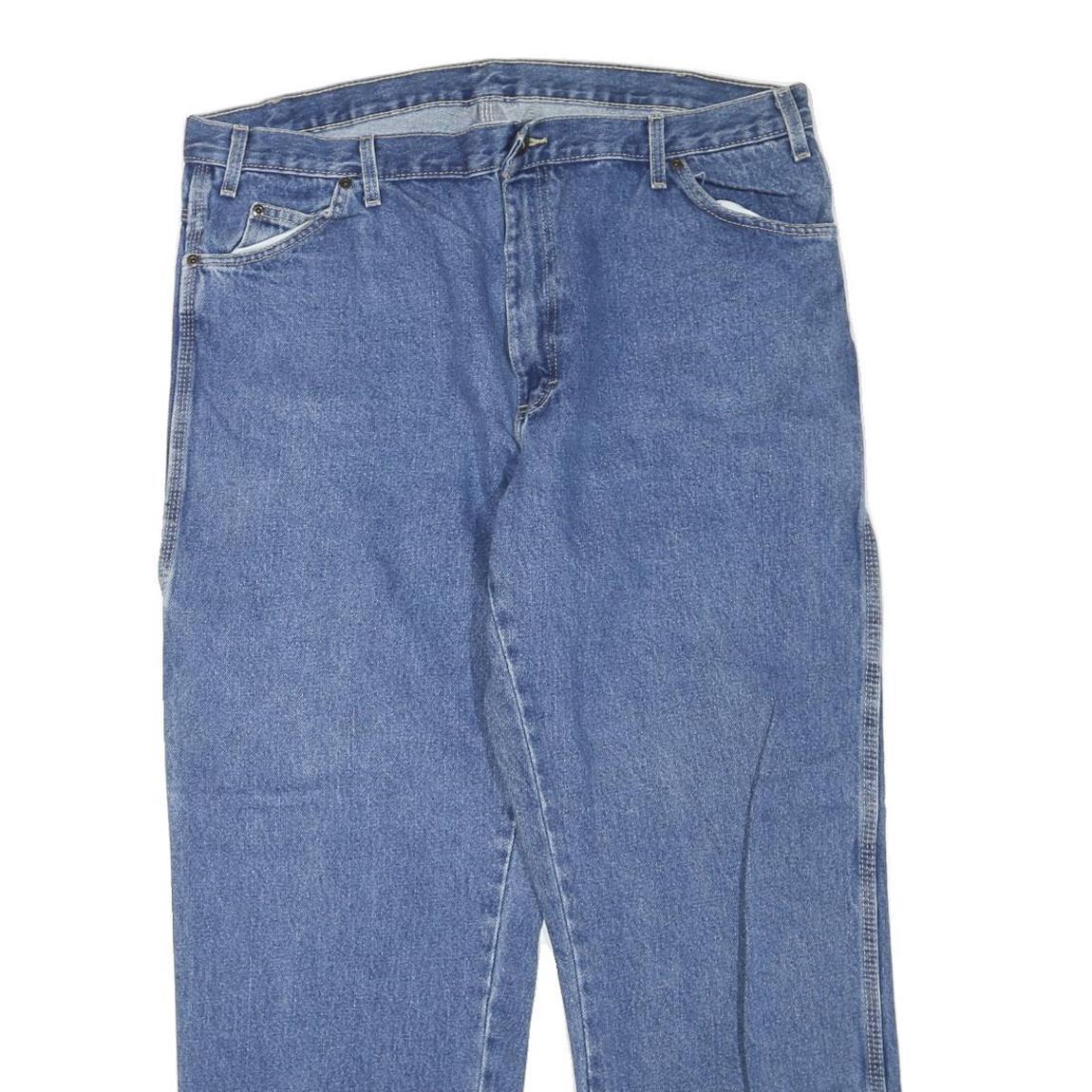 DICKIES Mens Jeans Blue Regular Straight Denim W40 L30 Workwear Zip Pockets