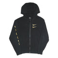 NIKE Mens Black Pullover Hoodie XS Cotton Blend Zip Sweatshirt Swoosh Print