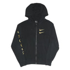 NIKE Mens Black Pullover Hoodie XS Cotton Blend Zip Sweatshirt Swoosh Print