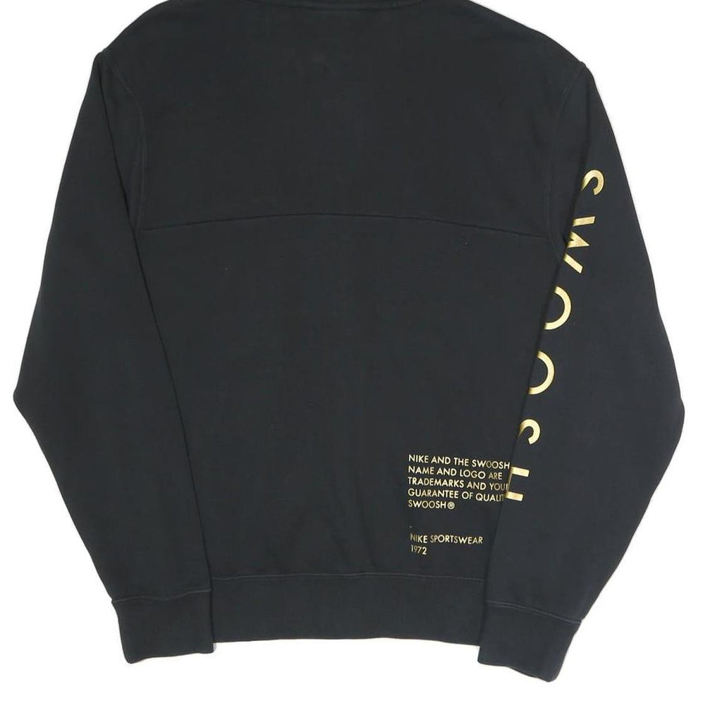 NIKE Mens Black Pullover Hoodie XS Cotton Blend Zip Sweatshirt Swoosh Print